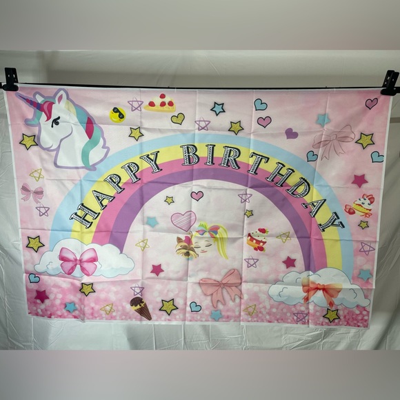 Unicorn Theme happy Birthday Backdrop banner 3x5ft - Picture 1 of 2